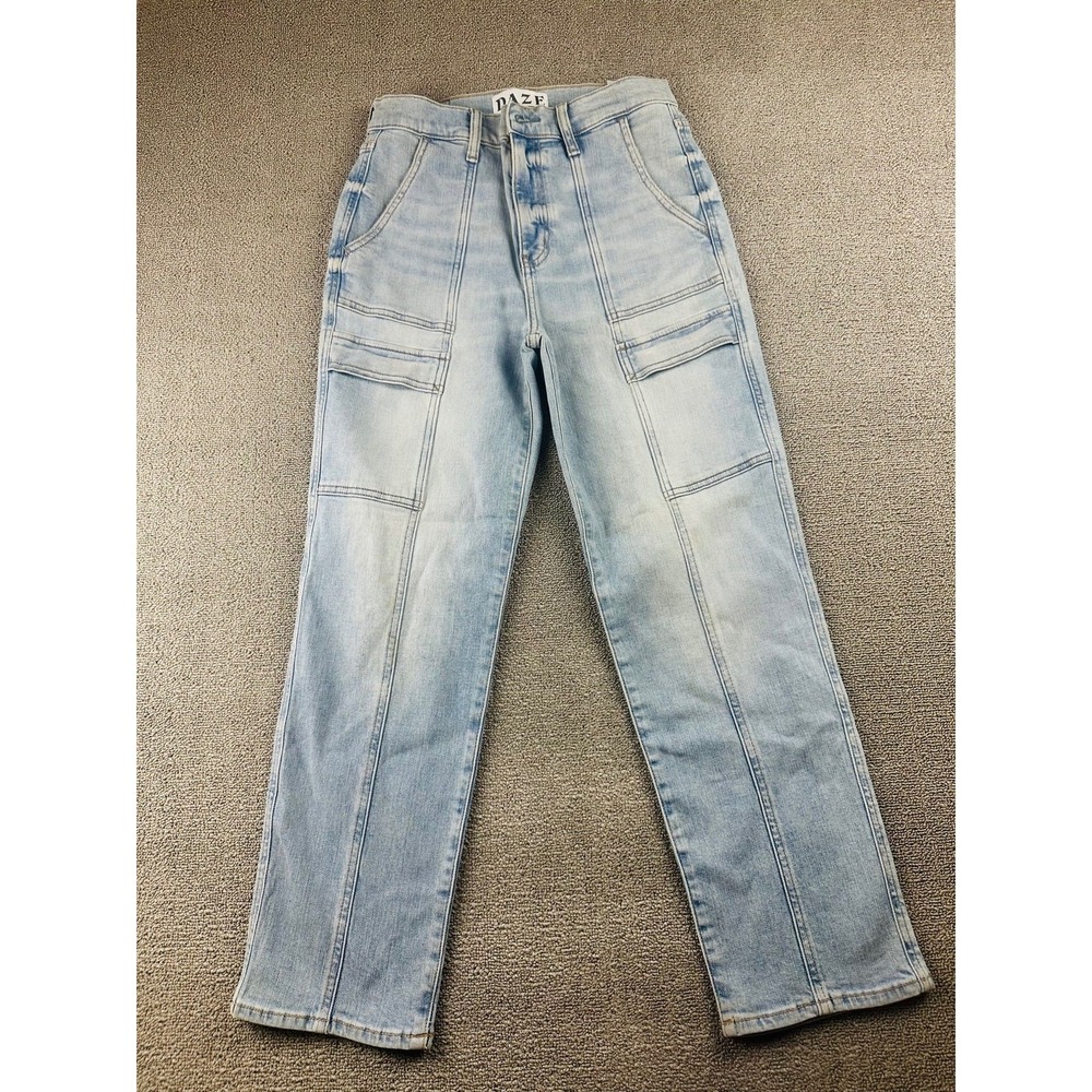 Daze Jeans Women 27 Blue Honor Just Right Cargo Straight Streetwear Utility Boho